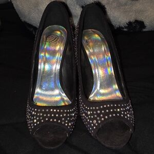 Elegant Black Studded Women's Heels. Heels Made Of Sturdy metal